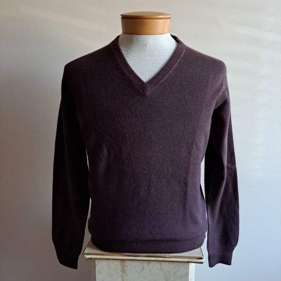 New Misternic Men's 100% Cashmere V-Neck Burgundy Sweater 48 / S